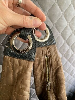 Vintage y2k Guess Quilted Tote in Brown with Black Accents